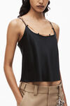 silk charmeuse cami top with logo nameplate