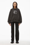 alexander wang sporty logo sweatshirt in reverse terry charcoal
