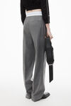 Alexander Wang light heather grey high-waist pleated pant with logo elastic