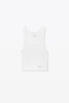 alexander wang 罗纹平纹针织布短款工字背心 white