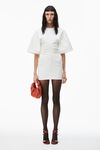 alexander wang crewneck ribbed jersey mini dress with draped detail natural