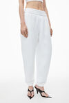 alexander wang puff logo sweatpant in structured terry    white