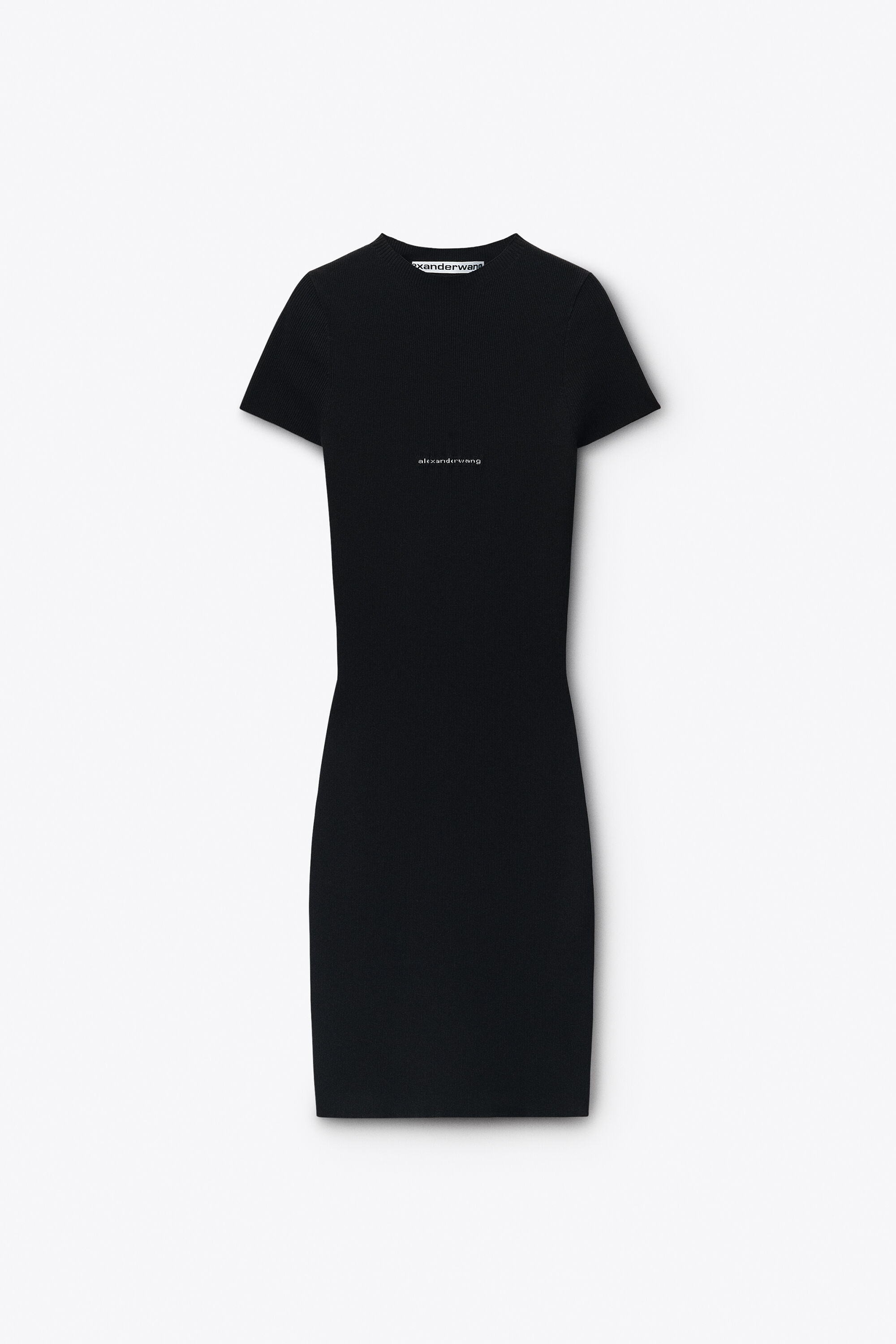 Knit Logo Mini Dress in BLACK | alexanderwang®