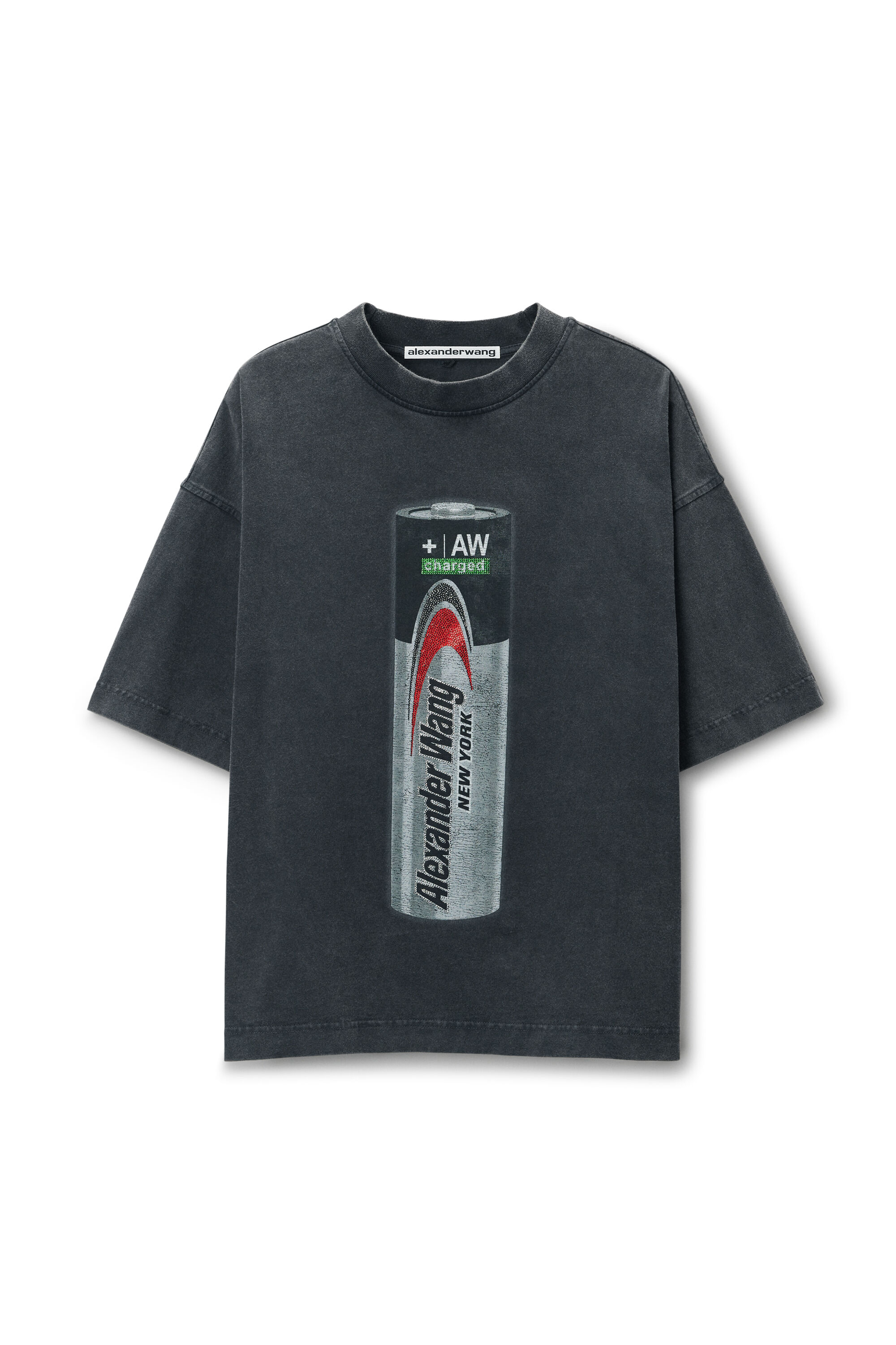 Alexander Wang ユニセックス バッテリーロゴプリント Tシャツ Unisex Battery Logo-Print Graphic T-Shirt in WASHED BLACK