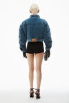 Alexander Wang washed light indigo down trucker jacket in cotton velvet