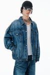 Alexander Wang vintage medium indigo 靛蓝色马克笔印花机车夹克