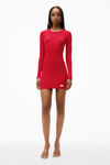 Long Sleeve Crewneck Dress in Ribbed Cotton Jersey