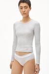 alexander wang long-sleeve tee in ribbed cotton heather grey
