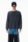 Alexander Wang dark grey melange crewneck pullover in stretch wool cotton