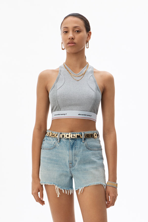 Alexander Wang Wash + Go Logo Bra In Heather Grey