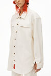 alexander wang work shirt jacket in raw denim vintage white