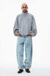 alexander wang rib trim turtleneck in velour washed charcoal