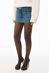 alexander wang mid-rise skort in comfort stretch denim deep blue