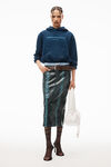 alexander wang glitter logo hoodie in classic terry dark navy combo