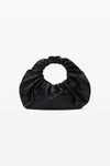 alexander wang crescent  small crackle patent leather handle bag w/logo black