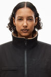 alexander wang nylon combo jacket in plush double fleece camel/black