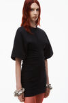 alexander wang crewneck ribbed jersey mini dress with draped detail black