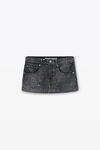 Alexander Wang washed black crystal hotfix mini skirt in cotton denim
