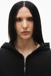 alexander wang cropped zip up hoodie in classic terry faded black