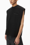 Alexander Wang black puffed logo muscle tank top in cotton