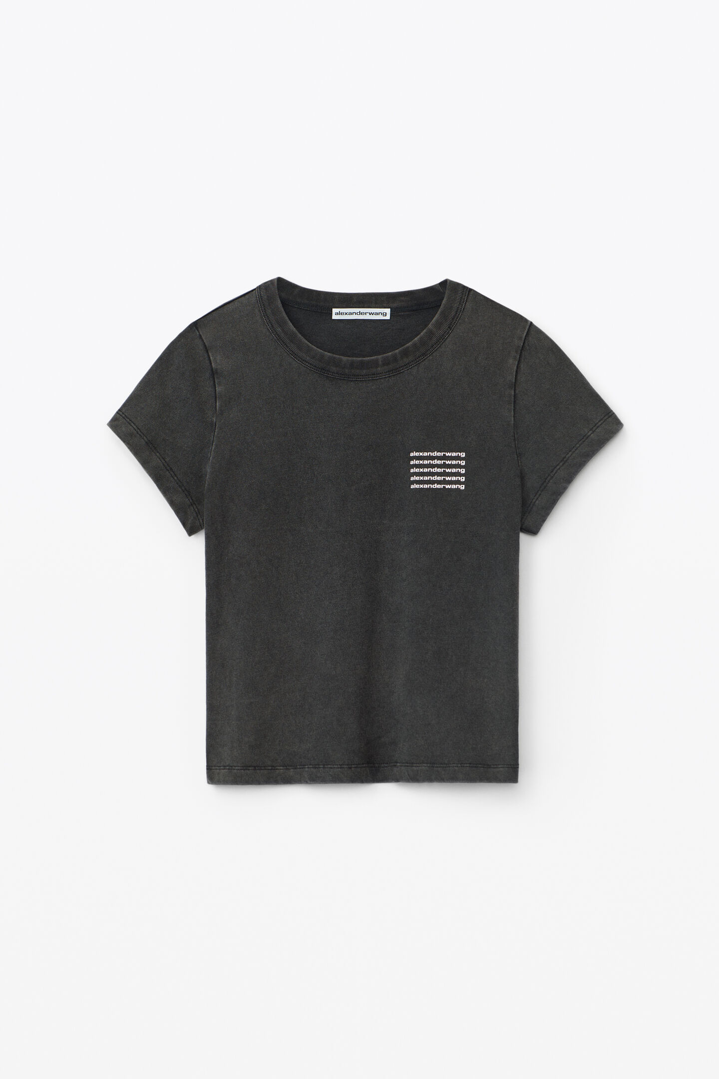 SHRUNKEN TEE IN ACID WASH JERSEY in ACID BLACK | alexanderwang®
