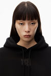 alexander wang puff logo hoodie in structured terry   black