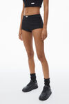 Alexander Wang black crystal hotfix short in waffle knit
