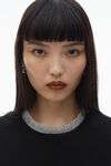 Alexander Wang black short sleeve tee in wool blend with crystal hotfix trim