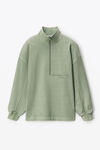 alexander wang half zip sweatshirt in japanese jersey chrome green