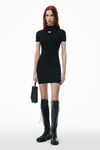 alexander wang mock neck tee dress in bodycon knit   black