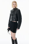 Alexander Wang black ロゴパッチ ブラック ウールブレンド ミニスカート