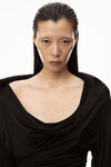 alexander wang asymmetrical drape dress in sheer jersey black