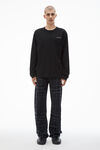 Alexander Wang black unisex long sleeve tee in high twist jersey