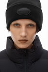 Alexander Wang black 圆顶徽标针织帽（罗纹羊毛弹力）