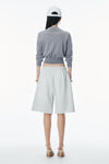 Alexander Wang heather grey high-frequency stacked logo cardigan in merino wool