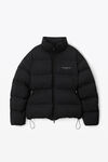 puffer coat with reflective logo