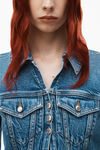Alexander Wang classic medium indigo shrunken trucker cardi in denim