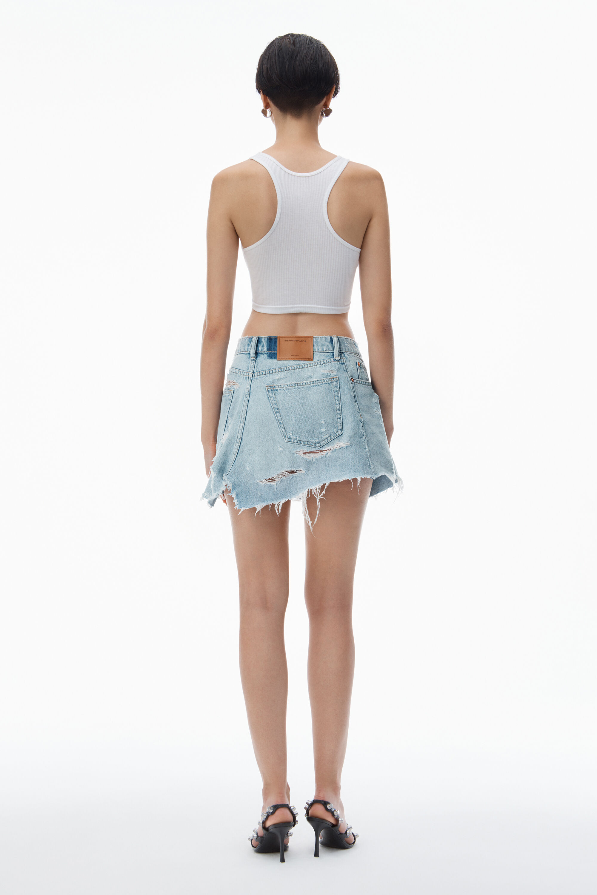 Deconstructed Mini Skirt in Cotton in LIGHT BLEACH