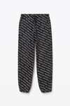 alexander wang デニム ロゴプリント ジョガーパンツ  grey aged/white