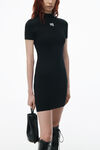 alexander wang mock neck tee dress in bodycon knit   black