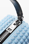 Alexander Wang chambray blue heiress flex bag in neoprene with 3d spikes