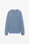 Alexander Wang washed vintage blue 棉质长袖闪光徽标t恤