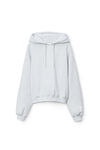 alexander wang puff logo hoodie in structured terry light heather grey