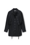 alexander wang layered shirt dress in compact cotton with self-tie  black