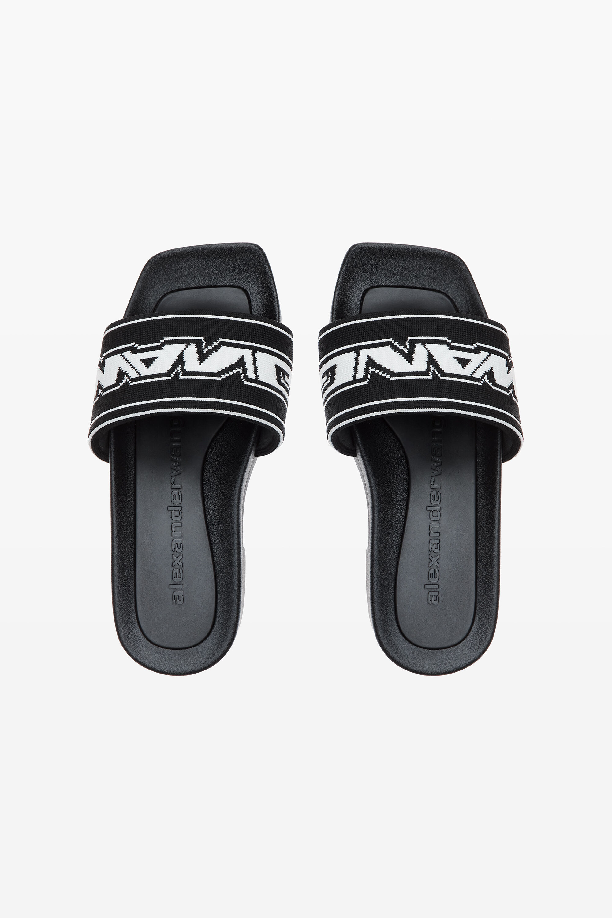 black logo platform sandals in BLACK | alexanderwang®
