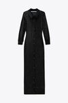 Alexander Wang black 黑色水晶烫钻长袖 polo 连衣裙