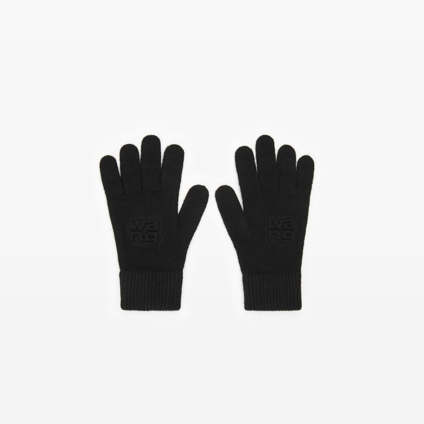 Alexander Wang Embossed Logo Gloves In Stretch Wool In Black