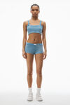 Alexander Wang washed blue cropped camisole in waffle-knit cotton stretch