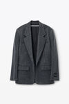 Alexander Wang charcoal クリアビーズ ホットフィックス ウールツイル オーバーサイズ ボクシーブレザー