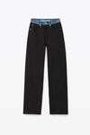 alexander wang contrast waistband jean in black denim washed black